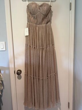 Lanting Strapless Gold Shimmer Gown NWT